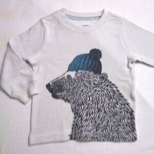 New Carters Thermal Cotton Top Tee Polar Bear Ivory Boy Toddler 12, 18 months